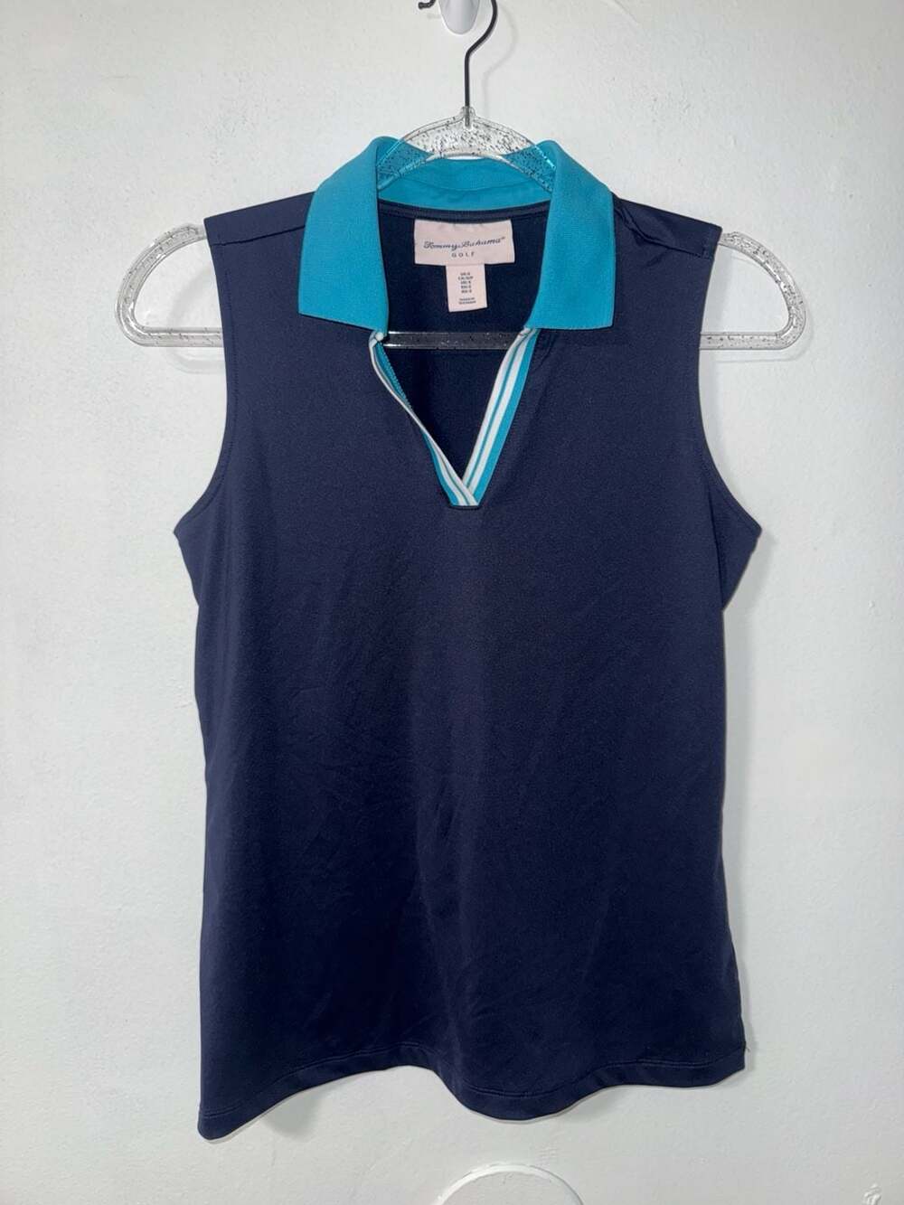 Tommy Bahama Women's Sleeveless Golf Polo Tank Navy Blue Aqua Size Small